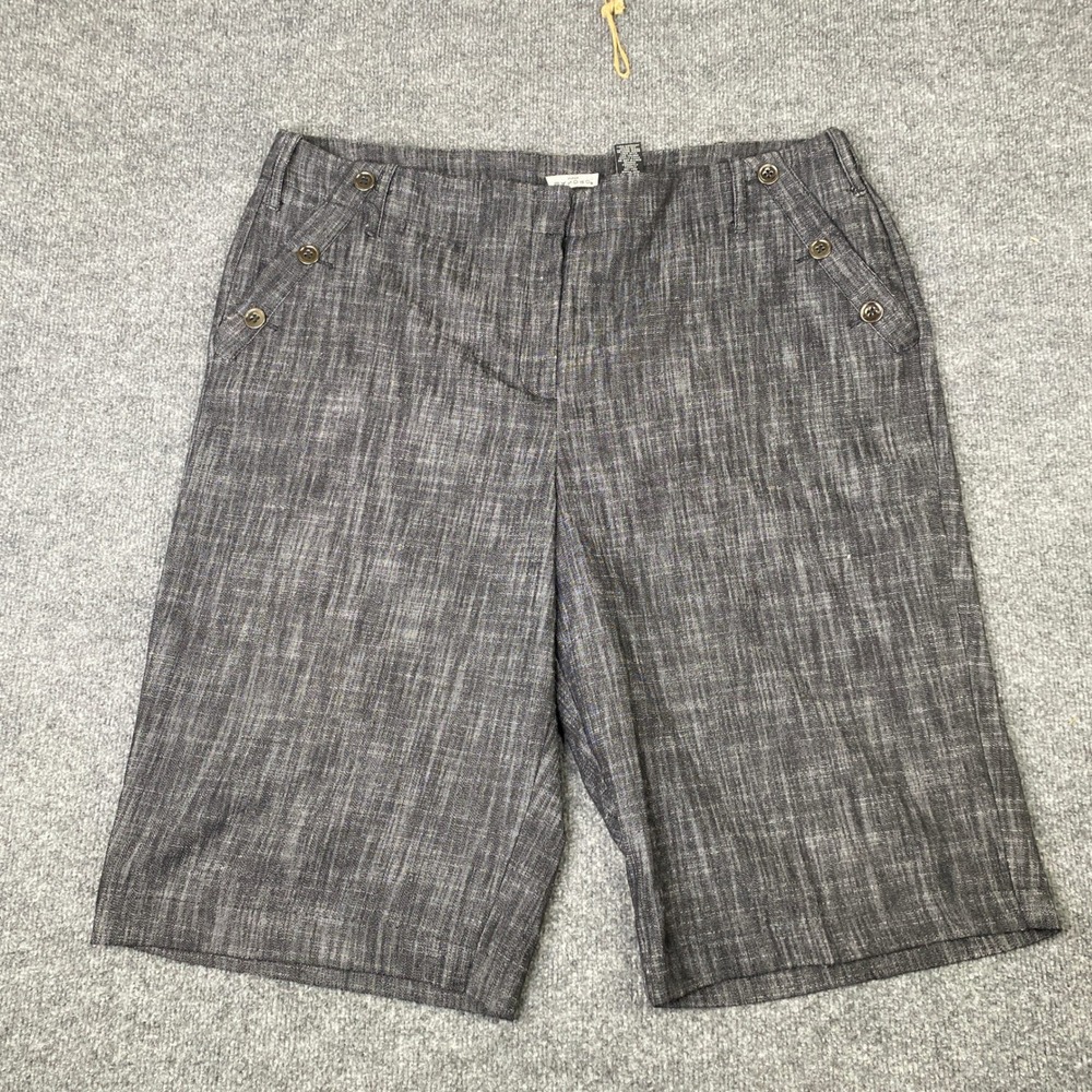 Sandro Woman Gray Cotton Blend Sailor Button Bermuda Shorts Size 18W